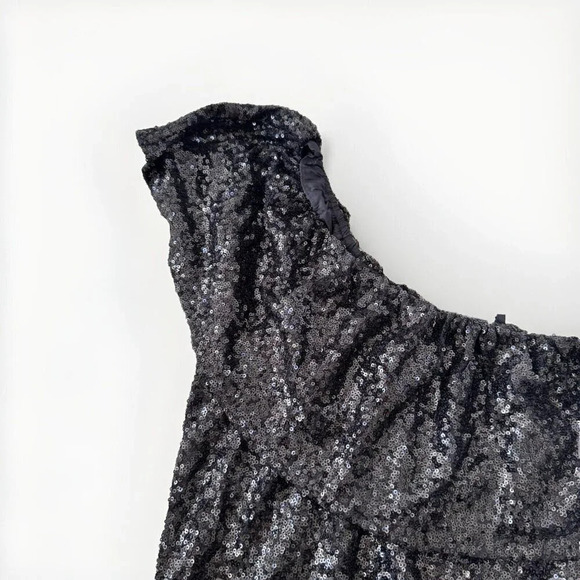 BB Dakota one shoulder top size XS black Sequin Trendy Sparkly Girly - Picture 2 of 5